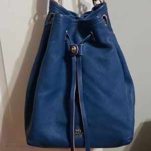Coach drawstring bucket bag-blue /gold hardware